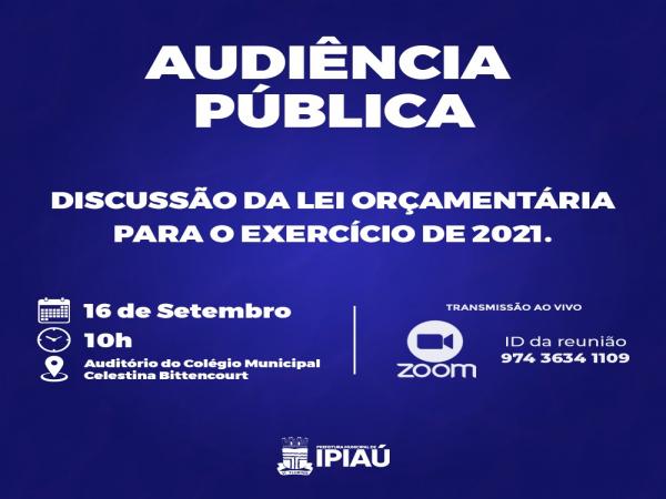 Prefeitura de Ipiaú realizará Audiência Pública na próxima quarta- feira 