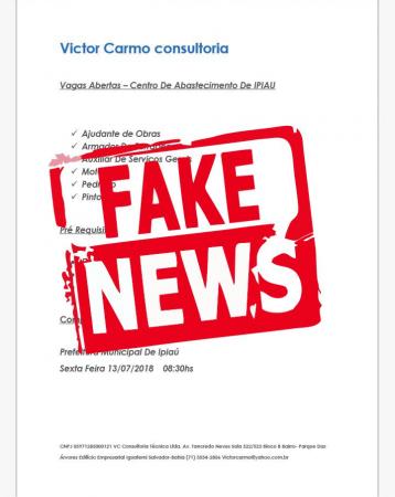 Prefeitura de Ipiaú desmente boato sobre vagas de emprego disponíveis